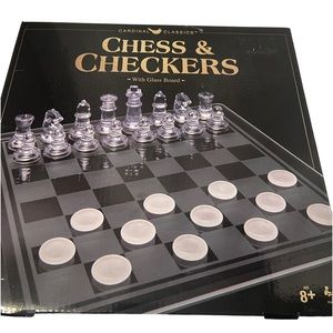 Clear Chess and Checker Set with Beautiful glass Board.